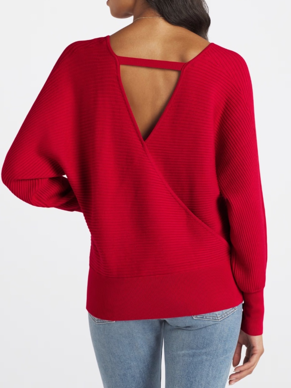 PINQUE Lajara V Neck Back Detail Sweater